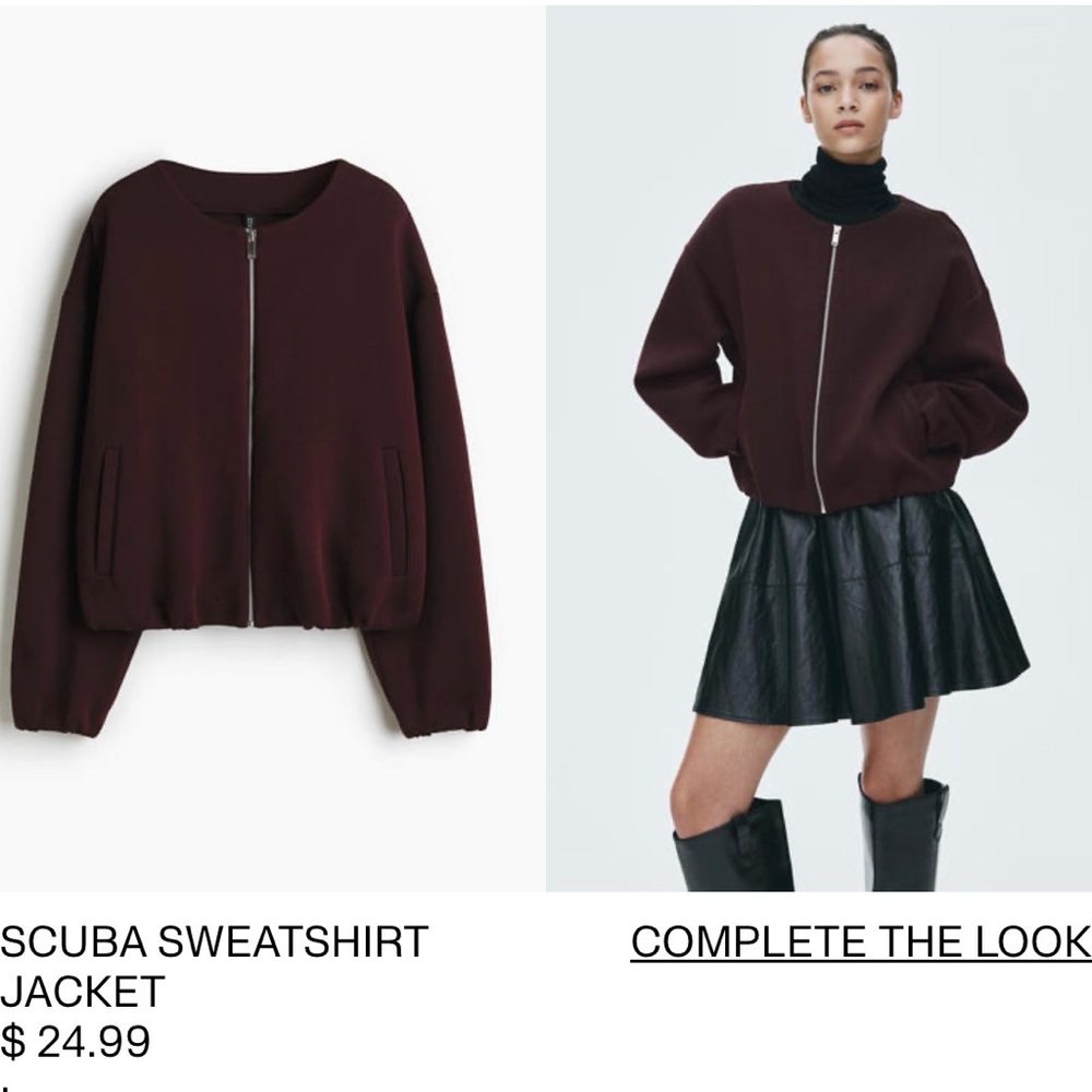 H&M Women's Burgundy Bomber Jacket